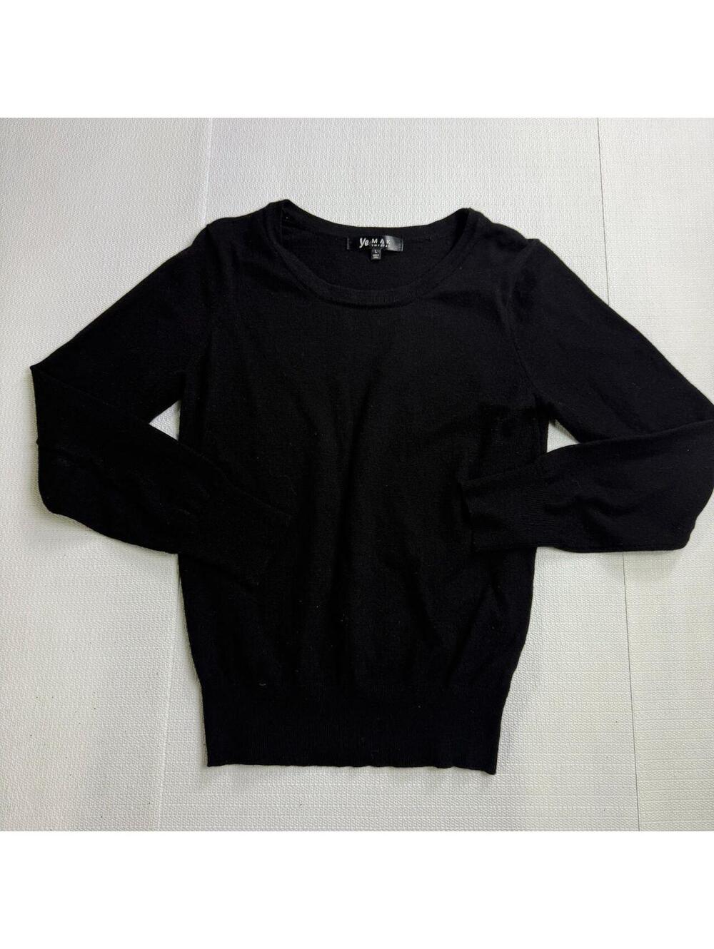 Ye Mak Black Scoop Neck Knit Sweater - Size L